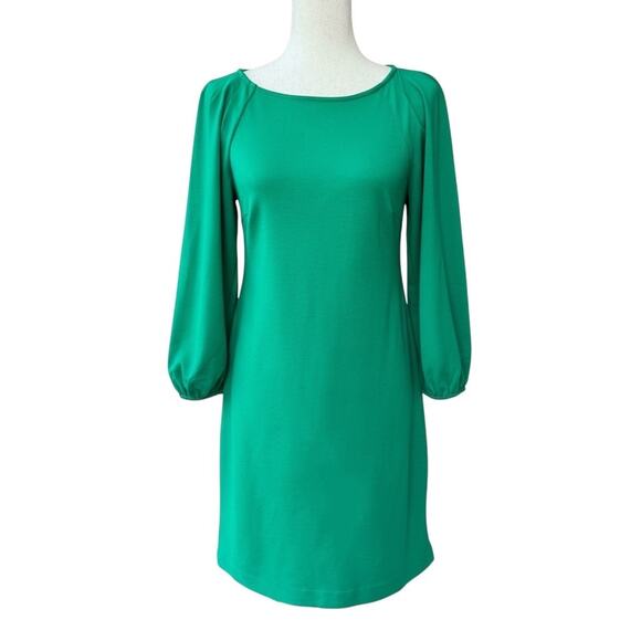 Eliza J Emerald Green Stretchy Shift Dress | Long Balloon Sleeve | Classic Chic - Picture 2 of 8